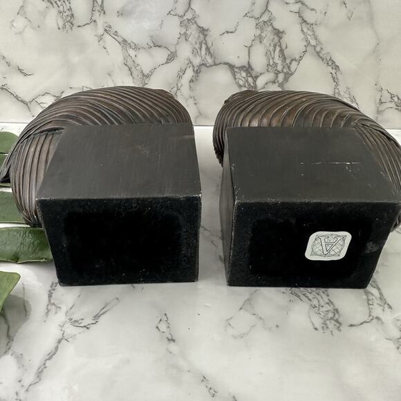 Austin Kinder Collection Sleeping Birds Bookends Sculptures Brown Brass Trim - Picture 11 of 11